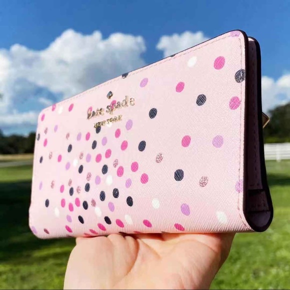 NWT Kate Spade Large Bifold Wallet Pink Dot - Picture 3 of 7